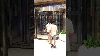 China 2 wings automatic revolving door with sliding door function