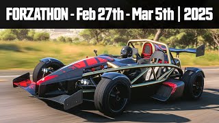 Forzathon Weekly - SCIENCE MEETS SPEED - Forza Horizon 5
#Forzathon - SCIENCE MEETS SPEED
Starting - Feb 27th, 2025
Ending - Mar 5th, 2025
Reward:
Standard - 80 Forza Points
Owning La Casa Solariega property location - Double Forza Points (160)
In this video Im going to give you a quick rundown on how to obtain 80 FP in the weekly Forzathon challenges of Forza Horizon 5
Forzathon Challenges:
1: SMALL BUT POWERFUL - Own and drive a lightweight, high-performance sports car, the 2013 Ariel Atom V8 500.
2: ATOMIC ACCELERATOR - Coming in at only 500kg, the 2013 Ariel Atom V8 500 claims a 0 to 60mph (100 km/h) acceleration time of 2.3 seconds. See this speed for yourself by earning 6 stars at Speed Traps.
3: 25S ONLY - Take a photo of your beautiful 2013 Ariel Atom V8 500. Only 25 of this limited edition car were produced!
4: ROAD MAGNET - Despite its stripped back appearance the 2013 Ariel Atom V8 500 is considered road legal. Show off its prowess on the road by winning a Road Racing Event.
►Twitter: https://twitter.com/DJKustoms
►Instagram: https://www.instagram.com/djkustoms1
►Twitch: https://www.twitch.tv/djkustoms
►TikTok: https://www.tiktok.com/@djkustoms1
#Forzathon #ForzaHorizon5 #FH5 #DJKustoms Forzathon Weekly - SCIENCE MEETS SPEED - Forza Horizon 5