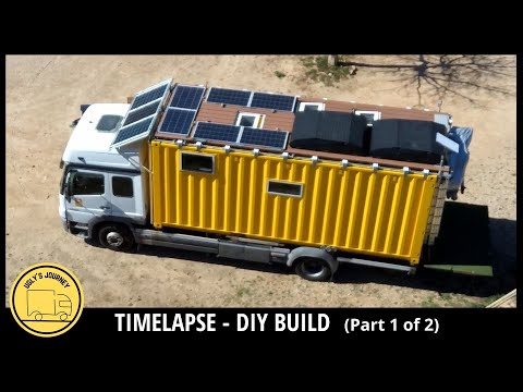 Full TIMELAPSE | Container home on wheels DIY build | RELAXING