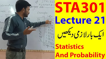 STA301 Lecture 21 Short Lecture|Vu short lecture|Statistics and Probability in Urdu/Hindi Lecture 21