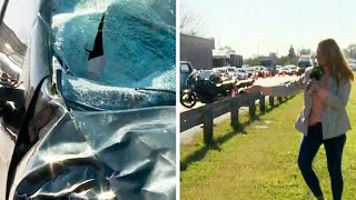 IMPACTANTE CHOQUE VIVIERON EN EL MÓVIL EN VIVO: UN AUTO MATÓ A UN HOMBRE QUE CRUZÓ MAL LA AUTOPISTA