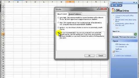 Macro Security : Enable Macro in Excel 2003
