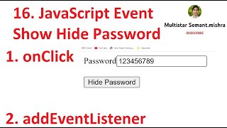 16. show Hide password|JavaScript Event | JavaScript Tutorial | Semant Sir @MultistarSemant.mishra