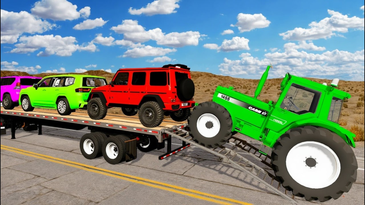 Flatbed Truck Mcqueen | Transportation with Truck - Pothole vs Car #003-BeamNG.Drive