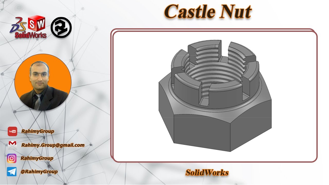Solidworks Castle Drawing Castle Nut in SolidWorks / طراحی مهره شیاردار در سالیدورکز - YouTube