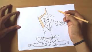 How to draw International Yoga Day 2018 - WORLD YOGA DAY