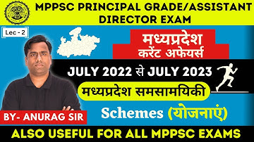 Schemes (योजनाएं) - MP Current Affairs #1| MPPSC Principal/Asst Director Exam & All MPPSC Exam