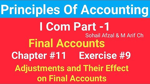 I com -1|Chap #11 |Exer#9|Final Accounts| Principles of Accounting by Sohail Afzal|Accounting Cycle