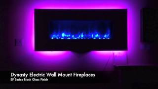 Dynasty Electric Wall Mount Fireplace Black Glass Finish