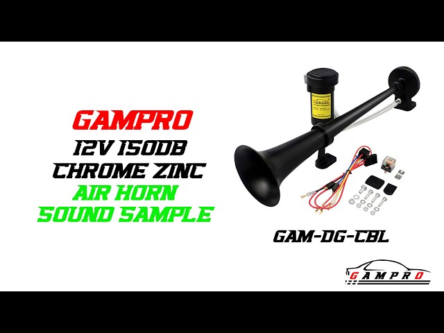 GAMPRO 12V 150db Air Horn, 45cm Chrome Zinc Single Trumpet Truck Air Horn  with Compressor for Any 12V Vehicles Trucks Lorrys Trains Boats Cars