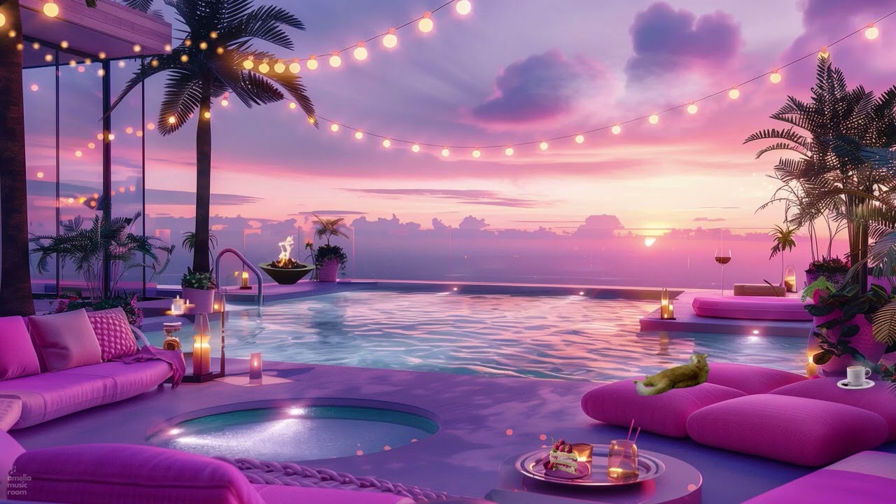 Barbie Ambience 🩷 Barbie pool cafe, Barbie Lofi Music Ambience Barbie Doll, Barbie Dreamhouse Play