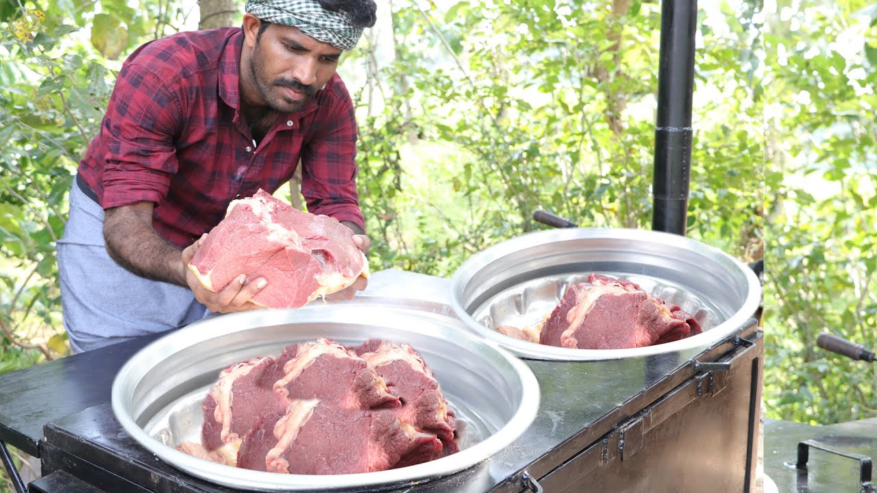 BEEF Cury Village Man Cooking // Eating in Indian Styles