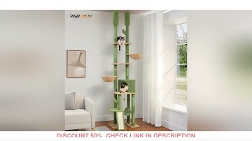 Cactus Cat Tree Floor to Ceiling Cat Tower 7 Tiers Cat Climbing Tree with Cozy Hammocks and Condos 5