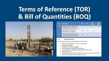 TOR & BOQ of water wells - Hydrogeology 101