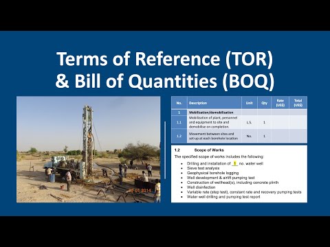 TOR & BOQ of water wells - Hydrogeology 101