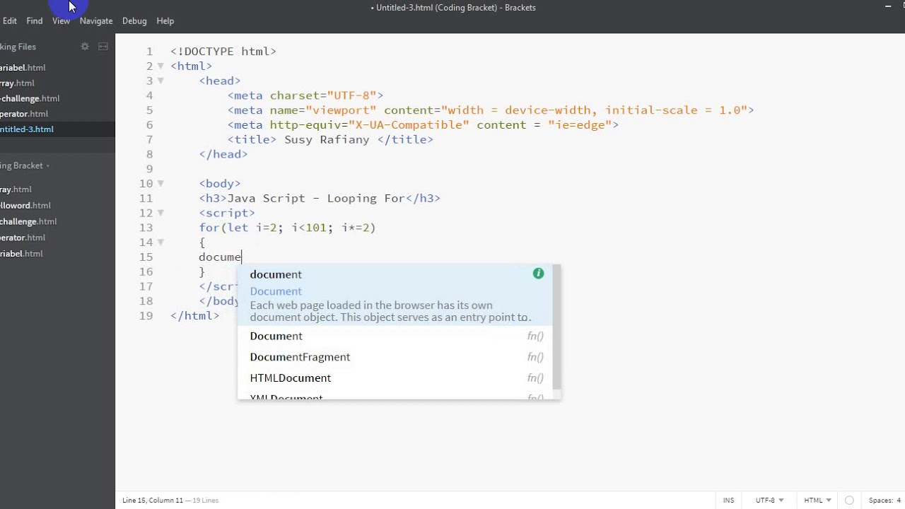 Tugas 7 Sagusanov Coding "Looping with Bracket" - YouTube