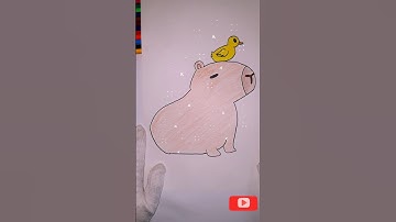 Viral Capybara with Duckling on his head. How to draw cute animal #drawing #coloring #art #capybara