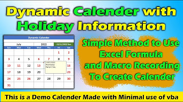 Dynamic Calendar with Holiday Information | No Vba Required | Demo Video