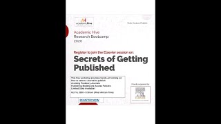 Elsevier's Workshop: Secrets of Getting Published (AHRB 2020)