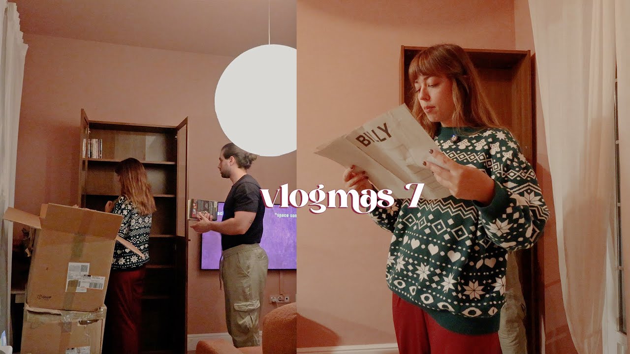 VLOGMAS 7 📚l Montamos la estantería Billy de Ikea, discutiendo donde irá y lasaña de calabacín :)