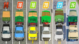 Fs14 vs Fs16 vs Fs18 vs Fs20 vs Fs23 vs Fs26 | Wheat Transfer With Car | Timelapse 