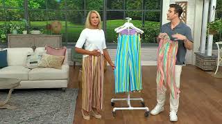 Susan Graver Printed Liquid Knit Wide Leg Crop Pants on QVC