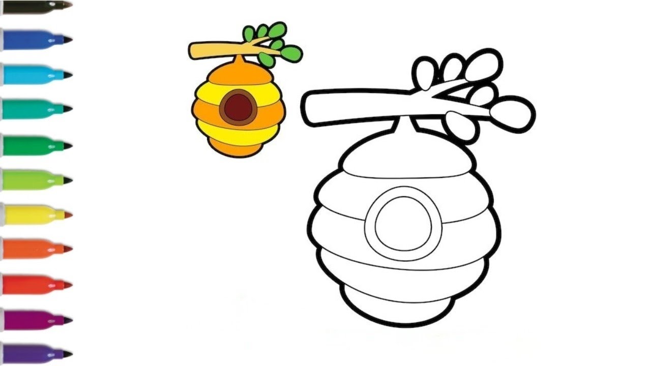 How To Draw a beehive 🍯🐝 step bye step Drawing Easy painting colouring Art drawing for kids 