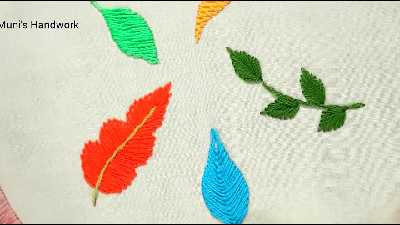 5 Easy Leaf Hand Embroidery || Hand stitch leaf tutorial - YouTube