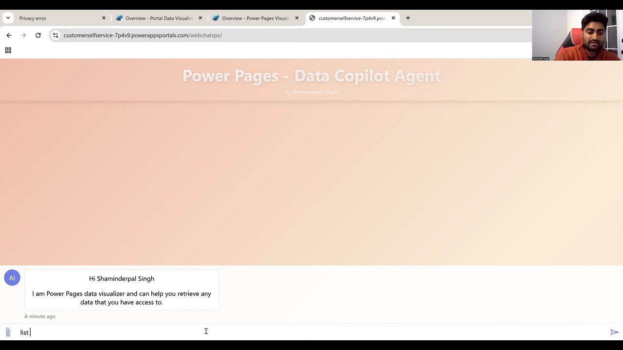 Copilot Agent in Power Pages with Custom UI and function calling