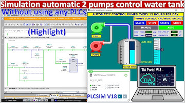 TIA Portal V18| PLCSIM V18 simulation 2 pumps working each 12 hours follow timer setting (Highlight)
