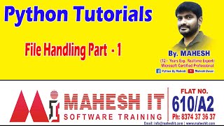 Python Online Training || File Handling Part-1 || By Mahesh