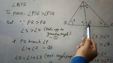 Ex. 7.4, Q No 5,PR greater than PQ and PS bisects angle QPR. Prove that angle PSR greater than PSQ,