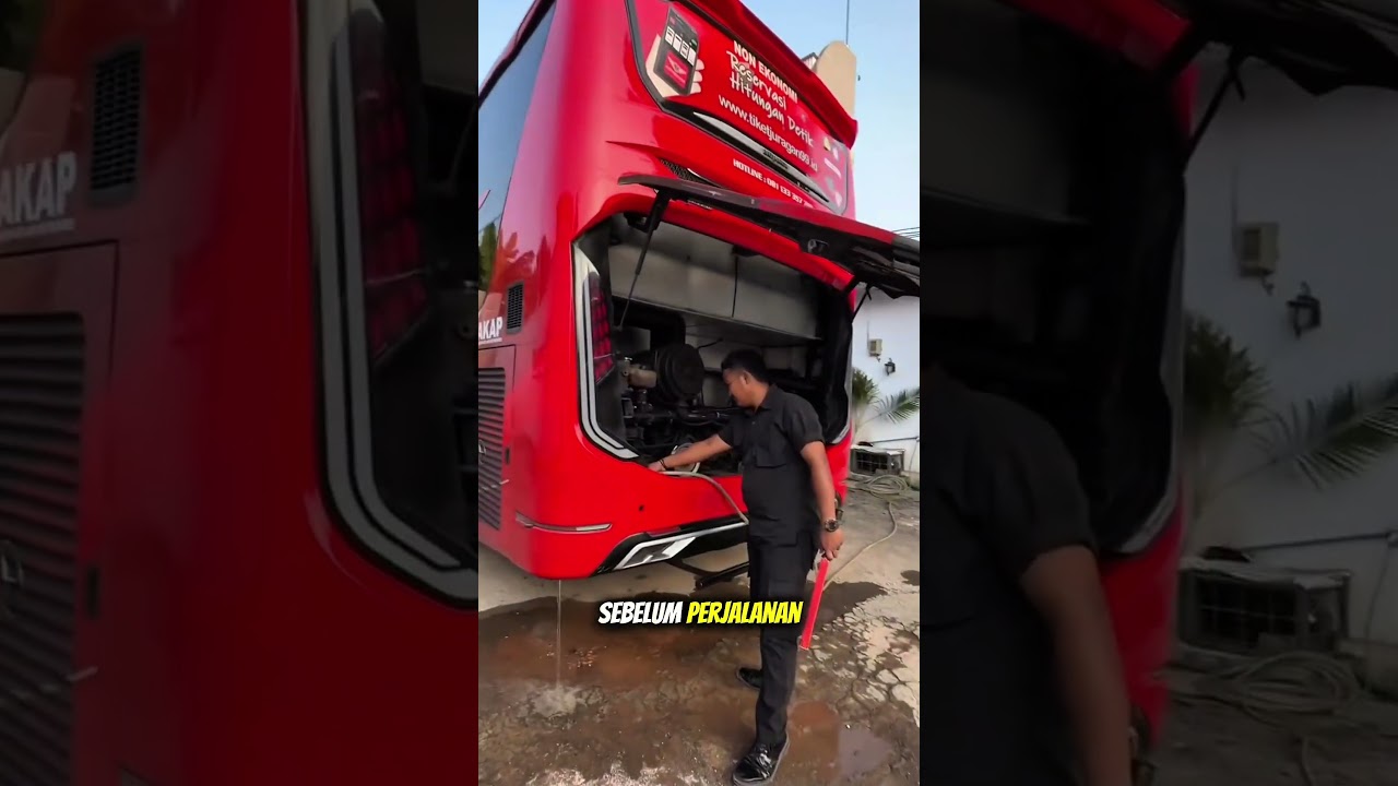 Filling the bus toilet with water to make passengers more comfortable on the journey. 