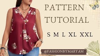 CASUAL TOP  PATTERN TUTORIAL/ BEGINNERS FRIENDLY/ SIZE:S/M/L/XL/XXL #pattern #sewing #tutorial