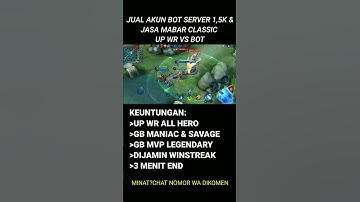 Jual akun bot & jasa mabar/joki classic up wr vs bot #fyp #shorts #mlbb