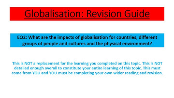 Edexcel A Level Geography - EQ2 Globalisation