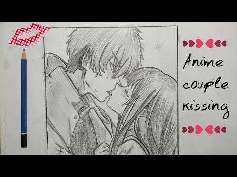 Anime drawing of a kissing couple