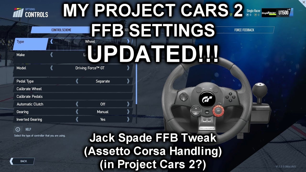 Project Cars 2 - My Logitech Driving Force GT FFB Settings UPDATED - YouTube