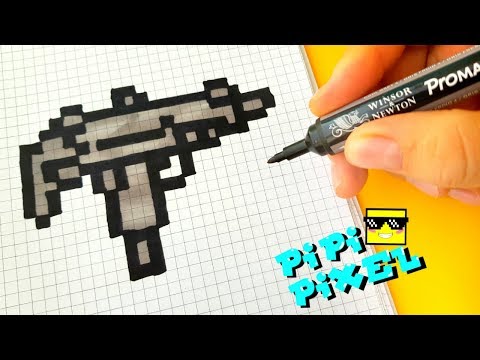 УЗИ АВТОМАТ ! РИСУНКИ ПО КЛЕТОЧКАМ ! КАК НАРИСОВАТЬ PIXEL ART Uzi machine