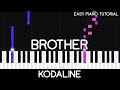 Kodaline  brother easy piano tutorial
