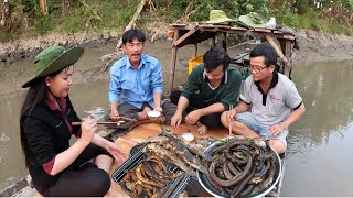 Nước Gòng Bắt Lịch Mỏi Tay Nấu Món Lịch Um Rau Ngỗ Trên Ghe Buổi Chiều Của Mưu Sinh Miền Quê |T399