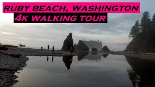 Ruby Beach, Washington | 4k Walking Tour | Sunset