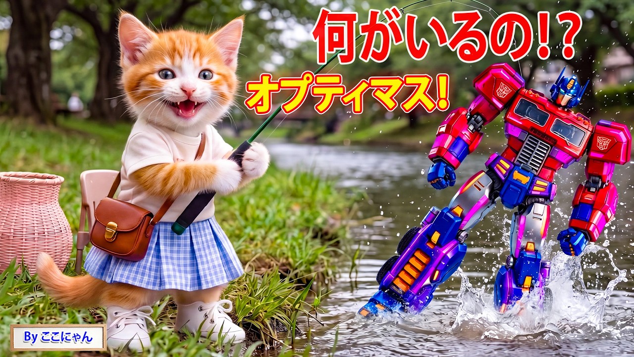まさかの展開】ここにゃん、新しい釣り竿で魚釣り！まさかの“巨大な