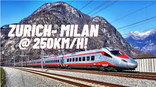 HIGH SPEED train UNDER the Alps via Gotthard Base Tunnel! Zurich to Milan first class trip @ 250km/h