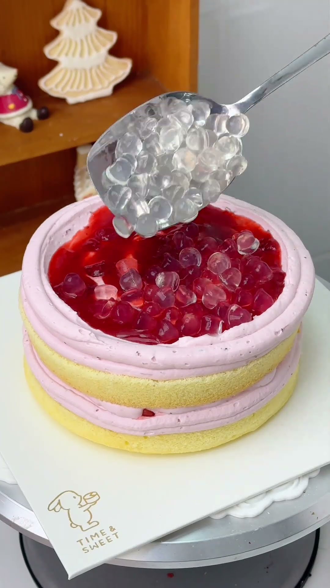 Immersive cake making | Tutorials Follow  to make cakes Healing food Strawberry cake Time #shorts