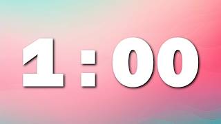 1:00 Silent Countdown Timer | Pink Gradient | Clean Minimal Design