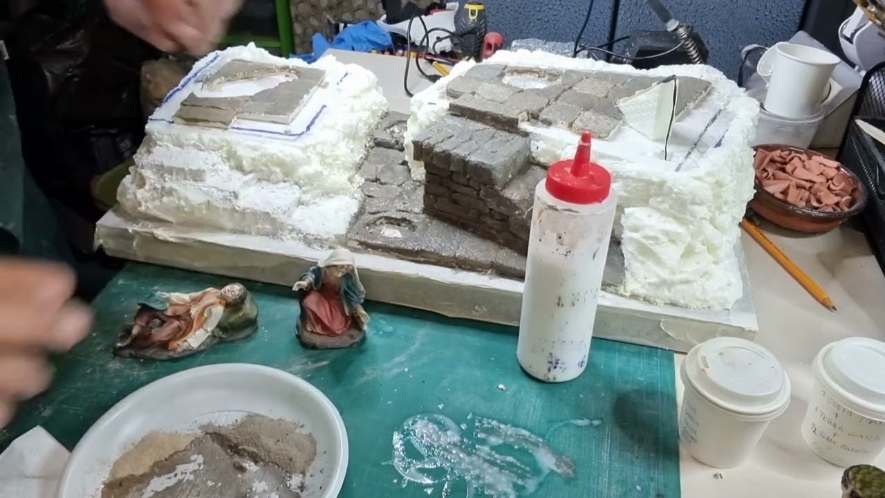 Presepio popolare: 2 parte, colorazione dei pavimenti in sasso