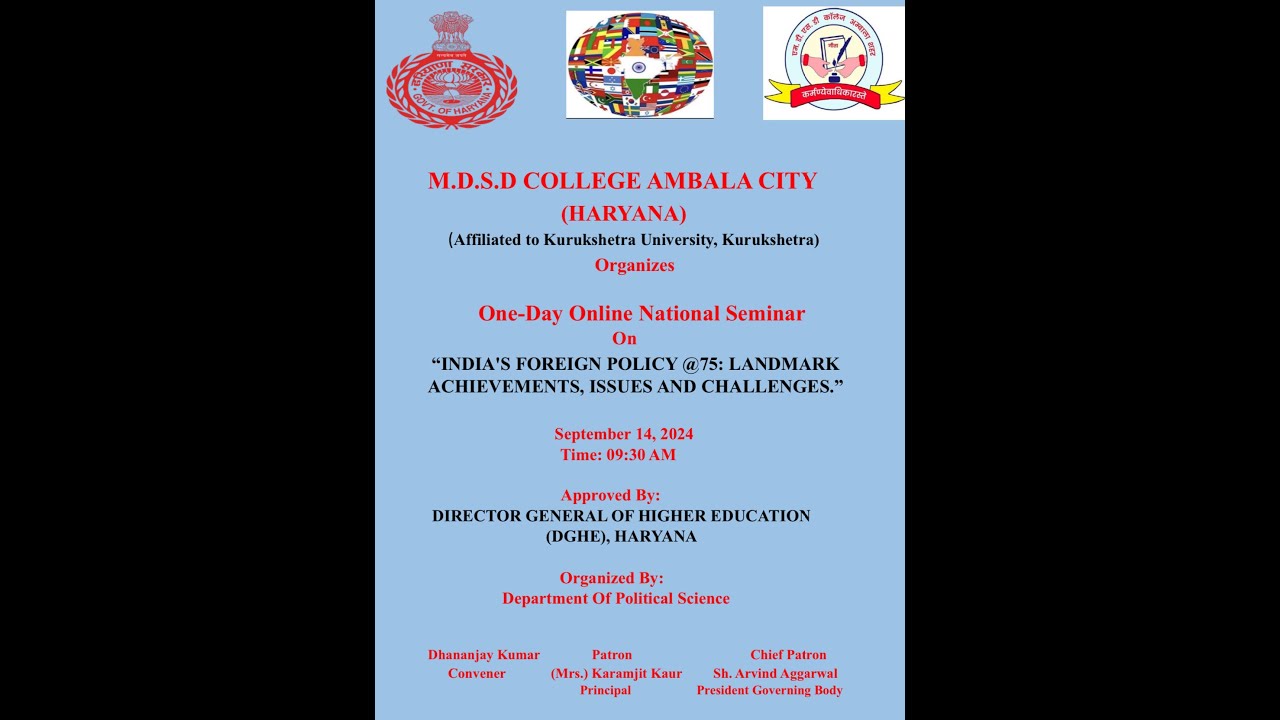 National Seminar on India's Foreign Policy @75: Landmark Achievements, Issues and Challenges