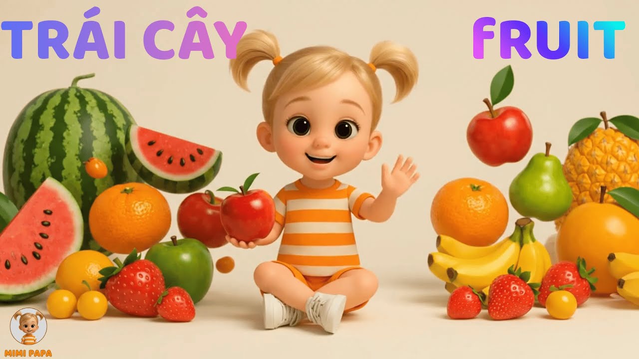 Quả Gì Đây ? 🍎🍌🍓  | Bé Học Trái Cây  Song Ngữ Anh Việt cùng Mi Mi