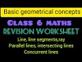 Basic geometrical concepts | Class 6 math | Revision worksheet | Collinear points, Concurrent lines